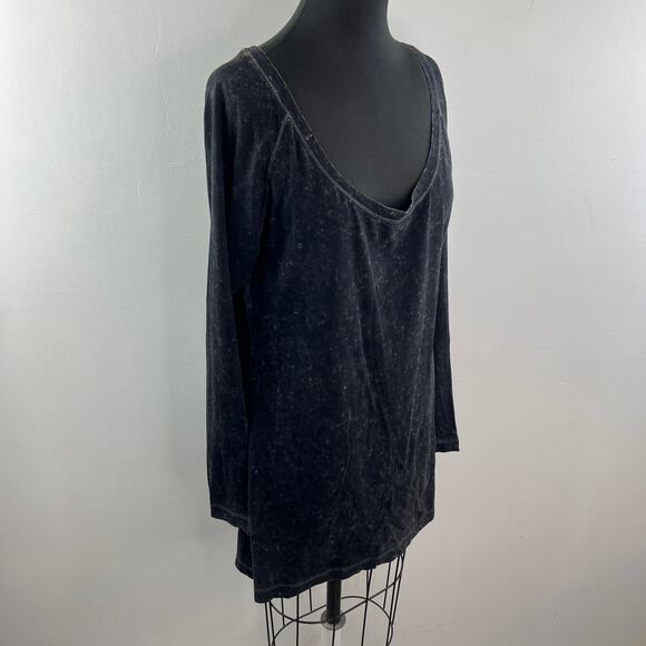 NORMA KAMAL Gray Organic Cotton Top Long Sleeve Deep V-Neckline Size L Large - Picture 5 of 10